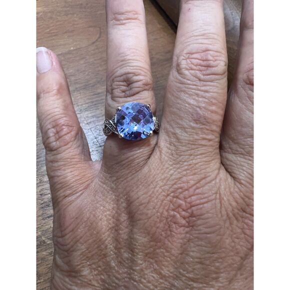 Bradford Exchange SS Blue Stone Ring - Picture 1 of 8